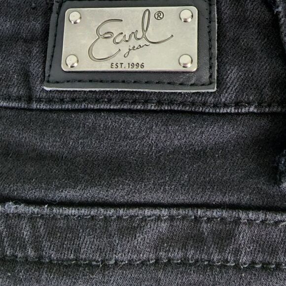 EARL SKINNY FIT MID RISE SEQUIN AND RHINESTONE DETAIL  BLACK JEANS SIZE 6 - Picture 4 of 7